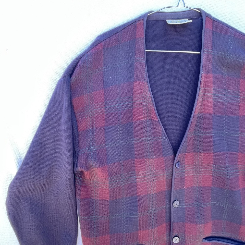 Vintage Aklanda 100% Wool Cardigan Grandpa sweater Knit Australian Made sz Large - Picture 7 of 11